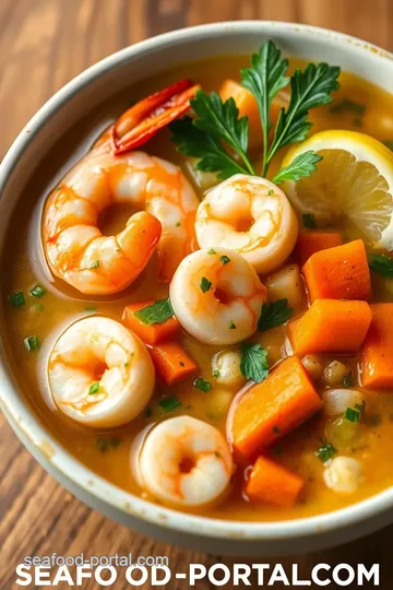 Light Seafood Soup with Fresh Herbs presentation