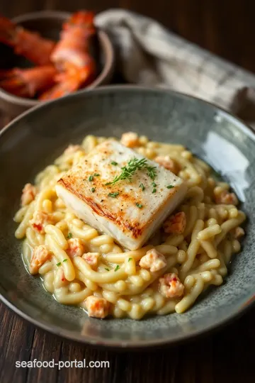 Seared Sea Bass with Lobster Risotto presentation