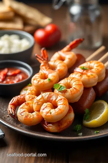 Sizzling Shrimp and Sausage Skewers Delight ingredients