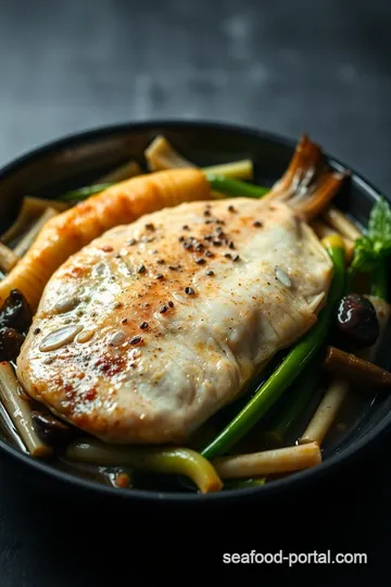Sizzling Tilapia with Saluyot and Bamboo Shoots presentation