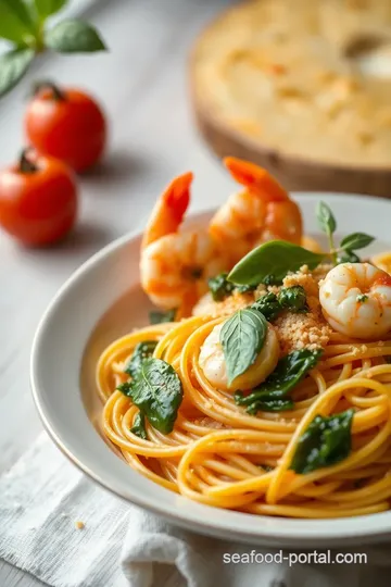 Spaghetti with Prawns and Spinach Delight