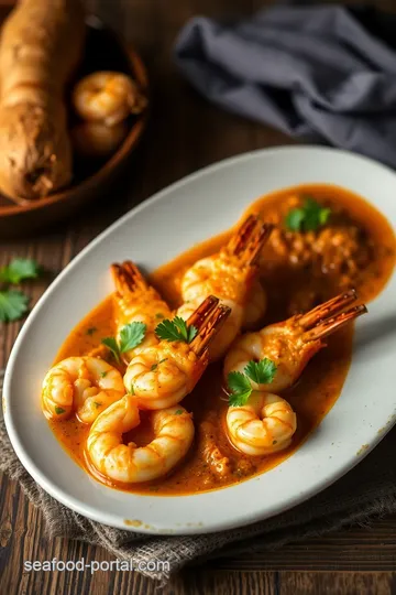 Cooked Prawns in Spicy Coconut Sauce presentation