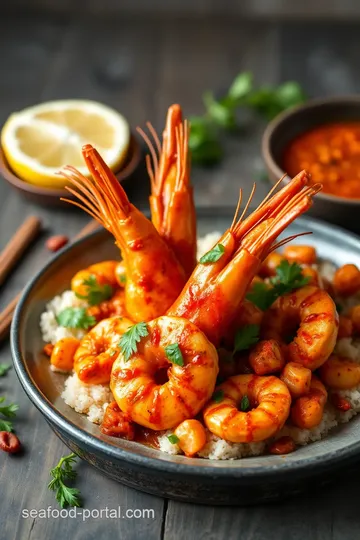 Spicy Karahi Prawns presentation