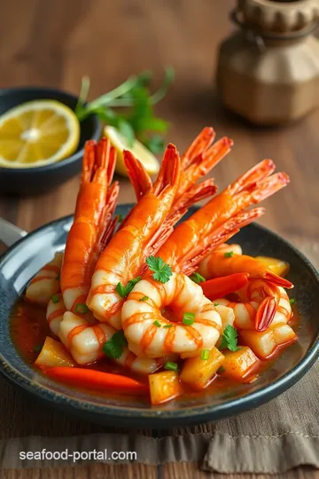 Sautéed King Prawns with Spicy Lemongrass presentation