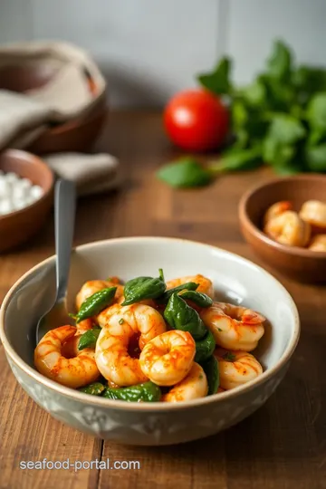 Spicy Prawn and Spinach Delight presentation