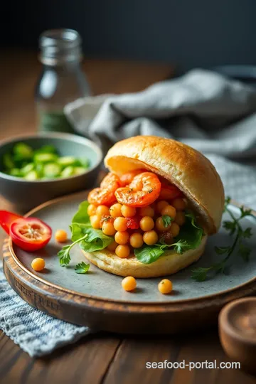 Spicy Prawn & Chickpea Sandwich Delight presentation