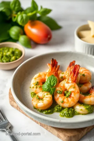 Spicy Prawn & Noodle Pesto Delight presentation