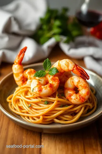 Spicy Prawn Pasta Delight presentation