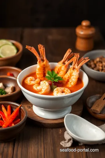 Spicy Tom Yum Prawn Delight presentation