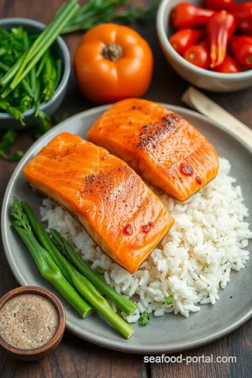 Steamed Salmon Steaks with Flavored Rice ingredients