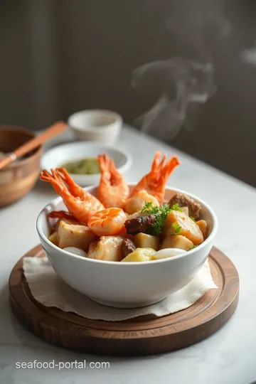 Steamed Seafood & Meat with Flavorful Veggies presentation