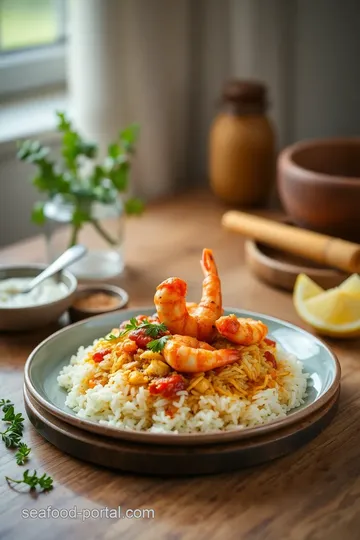 Stir-Fried King Prawn Biryani Delight presentation