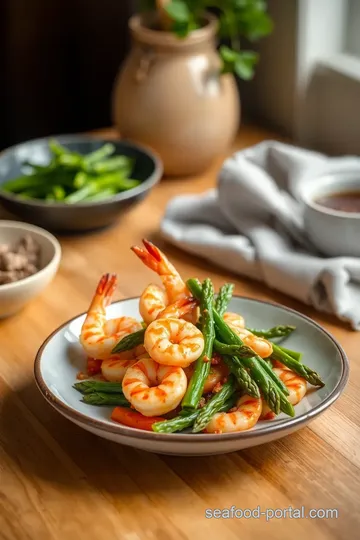 Stir-Fried Shrimp with Asparagus Delight presentation