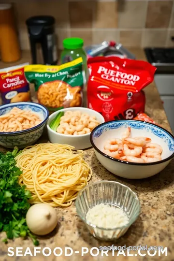 Pancit Canton with Chicken and Shrimp ingredients