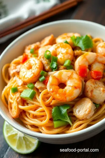 Pancit Canton with Chicken and Shrimp presentation