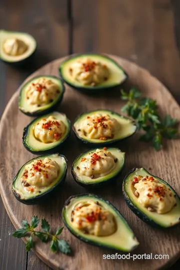 Stuffed Avocado Oysters Appetizer presentation