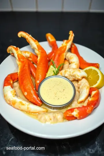 Sweet & Tender Crab Legs with Garlic Butter Dipping Sauce presentation