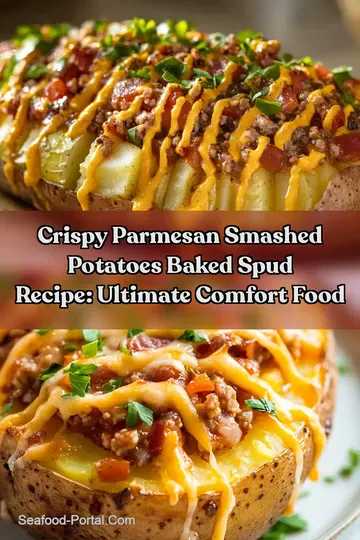 Crispy Parmesan Smashed Potatoes baked spud recipe: Ultimate Comfort Food : PIN FOR LATER Crispy Parmesan Smashed Potatoes baked spud recipe: Ultimate Comfort Food