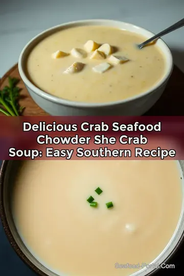 Delicious Crab Seafood Chowder She Crab Soup: Easy Southern Recipe : PIN FOR LATER Delicious Crab Seafood Chowder She Crab Soup: Easy Southern Recipe