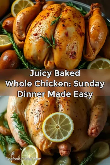 Juicy Baked Whole Chicken: Sunday Dinner Made Easy : PIN FOR LATER Juicy Baked Whole Chicken: Sunday Dinner Made Easy