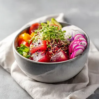 Ahi Tuna Poke Bowl for 2 Servings with Sashimi Grade Fish Recipe Card