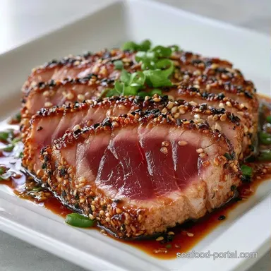 Asian Grilled Tuna Steak for 4 Servings Recipe Card