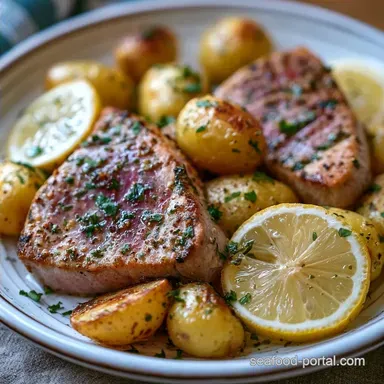 Baked Lemon Herb Tuna with Baby Potatoes