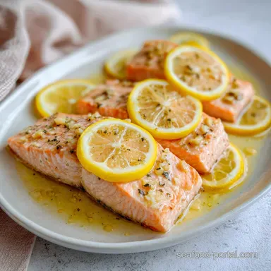 Baked Salmon Recipe with Lemon for 4 Recipe Card