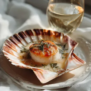 Baked Scallop Recipe with White Wine Citrus Basil - Silky Sauce Recipe Card