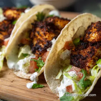 Blackened Mahi Mahi Tacos Quick Easy Tropical Fiesta Recipe Card