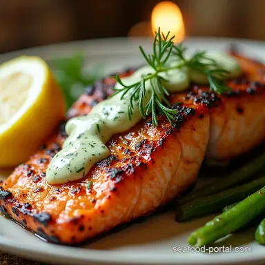 Blackened Salmon with Dill Sauce Quick 30Min Dinner Recipe Card