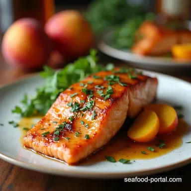 Bourbon Peach Roasted Salmon Southern Summer on a Plate Recipe Card