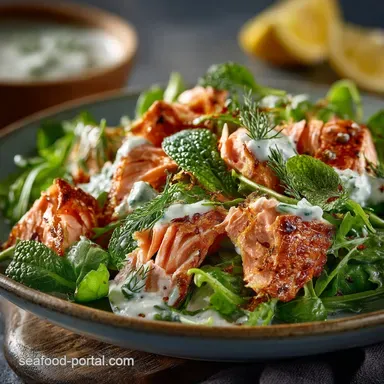 The Proper Flake Bright Herby Flaky Salmon Salad Recipe Card