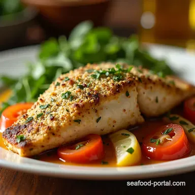 Brilliant Baked HerbCrusted Fish Taste of the Med Recipe Card