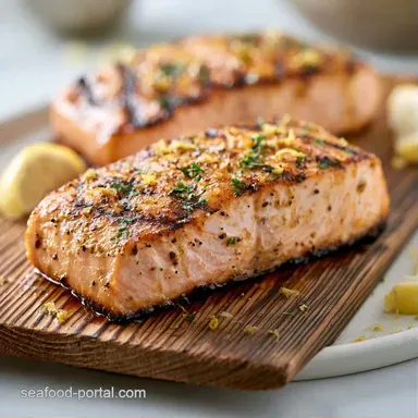 Cedar Plank Grilled Salmon for 4 Servings Recipe Card