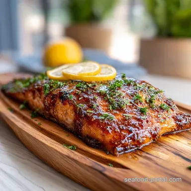 Cedar Plank Salmon Recipe for 4 Servings: Smoky and Caramelized Recipe Card