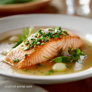 Poached Salmon Effortless Court Bouillon Method for Moist Buttery Fish Recipe Card