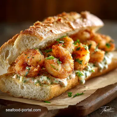 Authentic Shrimp Po Boy Recipe Crispy Fried Shrimp and Creole Remoulade Recipe Card