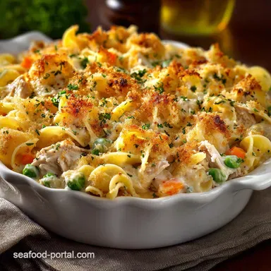 Tuna Casserole Creamy Egg Noodle Bake No Canned Soup Recipe Card