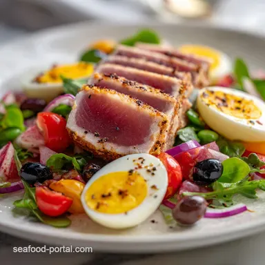Tuna Nicoise Salad Recipe for 4 Servings Recipe Card