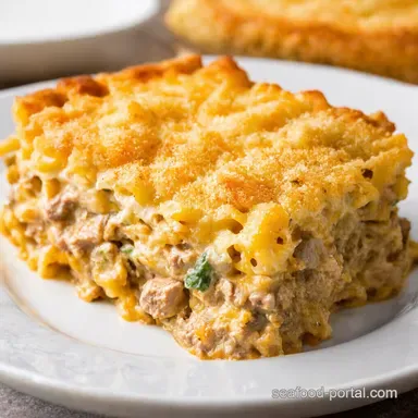 Easy Tuna Casserole Recipe Creamy Crispy Comforting Recipe Card