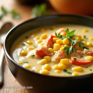 OnePot Corn Crab Chowder Seaside Comfort Food Recipe Card