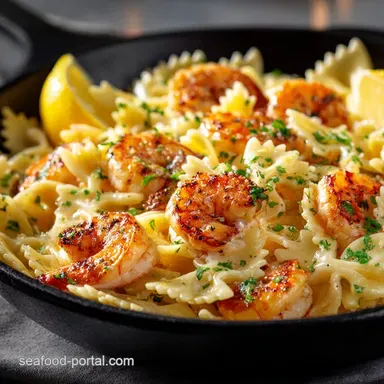 Shrimp and Bowtie Pasta: Creamy Lemon-Garlic Farfalle in 35 Mins