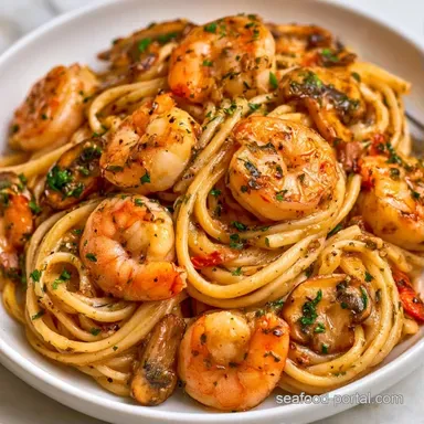 Creamy Shrimp Pasta with Mushrooms 30 Min Recipe Card