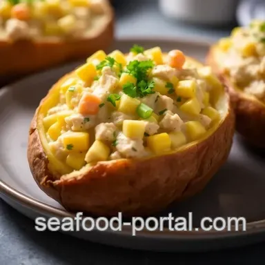 Quick & Easy Creamy Tuna and Sweet Corn Stuffed Baked Potatoes Recipe Card
