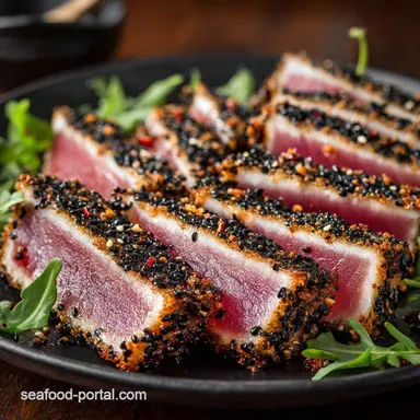 Crispy AirFried Ahi Tuna: Perfect Sesame-Crusted Steaks in 8 Mins Recipe Card