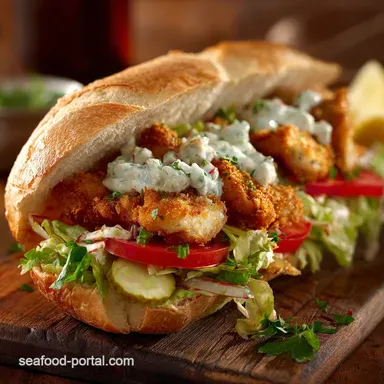 Catfish Po Boy Recipe Authentic Crispy Sandwich with Zesty Remoulade Recipe Card