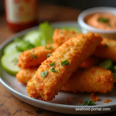The Best Crispy Fish Sticks with Fiery Sriracha Mayo Recipe Card