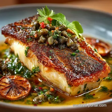 CrispySkinned Sea Bream Fillet with Brown Butter Capers 18 Mins Recipe Card