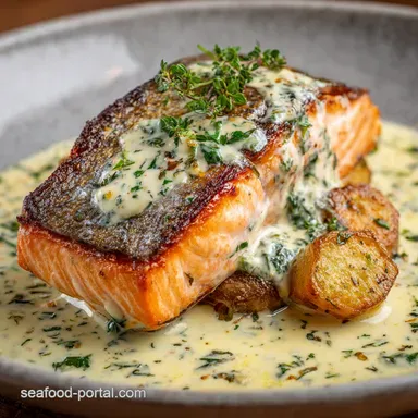 Salmon with Herb and Garlic Cream Sauce: 30-Min Crispy Skin Dinner